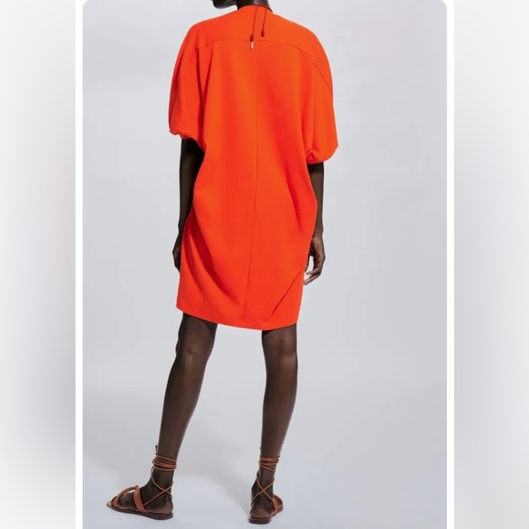 ZARA NEW COCOON DRESS BRIGHT ORANGE - Picture 6 of 9